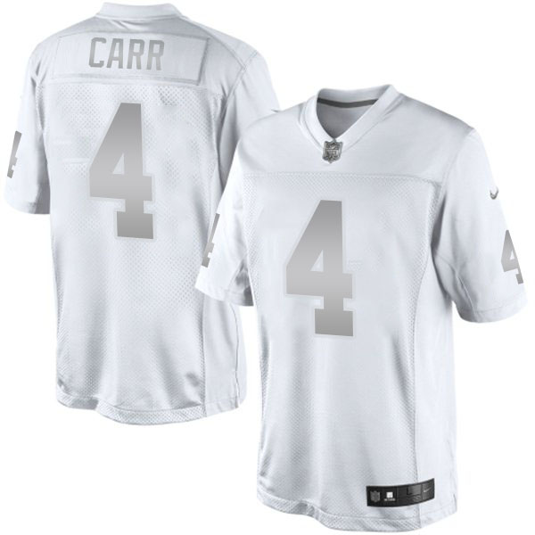 Men's Oakland Raiders #4 Derek Carr White Platinum Limited Jersey