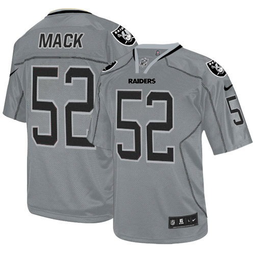 Men's Oakland Raiders #52 Khalil Mack Grey Lights Out Jersey