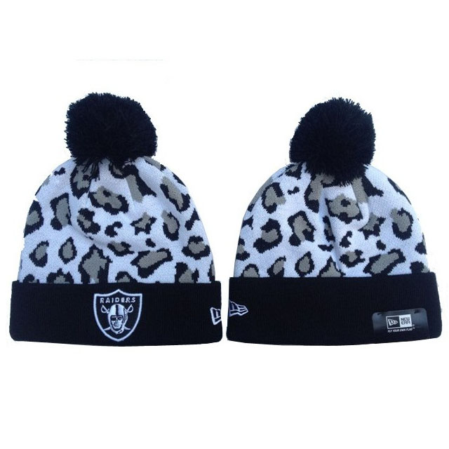 Men's Oakland Raiders New Era Blue Sport Cuffed Knit Hat With Pom