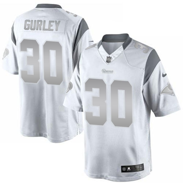 Men's St. Louis Rams #30 Todd Gurley White Platinum Limited Jersey