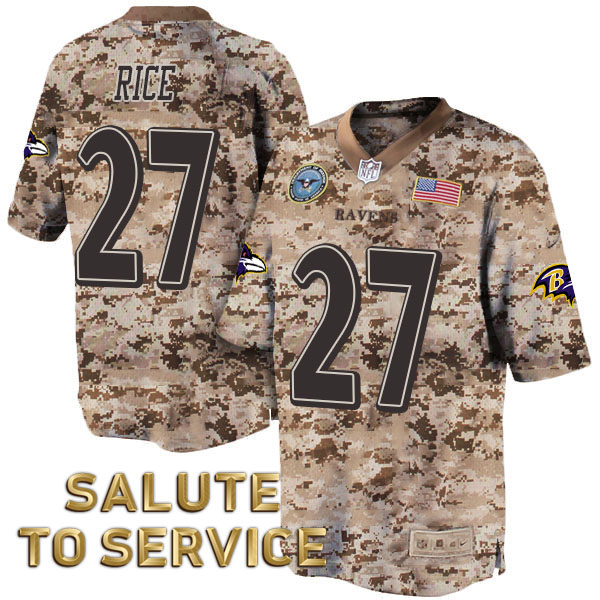 Baltimore Ravens #27 Ray Rice Salute to Service Digital Camo Jersey