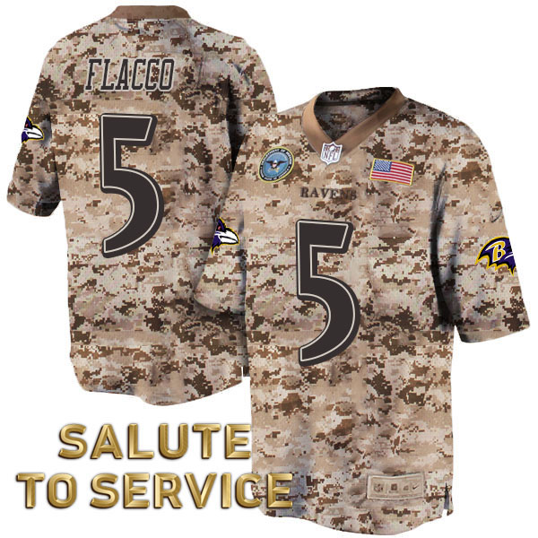 Baltimore Ravens #5 Joe Flacco Salute to Service Digital Camo Jersey