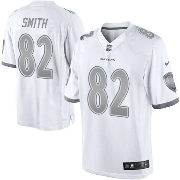 Men's Baltimore Ravens #82 Torrey Smith White Platinum Limited Jersey