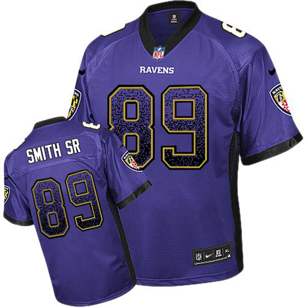 Men's Baltimore Ravens #89 Steve Smith Sr Purple Drift Fashion Jersey