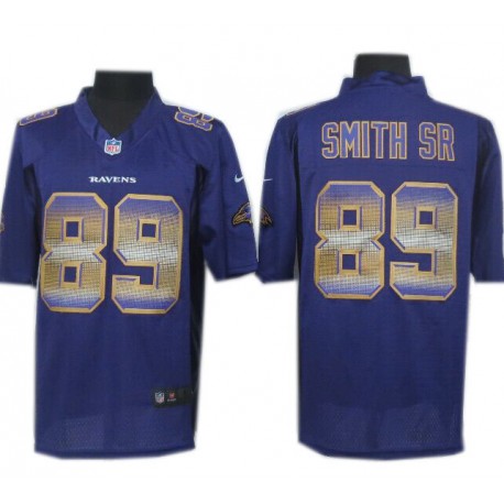 Baltimore Ravens #89 Steve Smith Sr Pro Line Purple Fashion Strobe Jersey