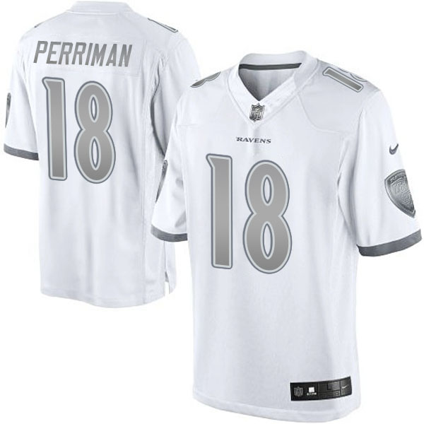 Men's Baltimore Ravens #18 Breshad Perriman White Platinum Limited Jersey