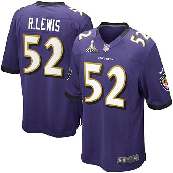 Nike Ray Lewis Baltimore Ravens #52 Youth Super Bowl XLVII Game Jersey - Purple