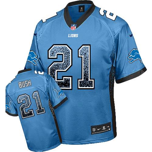 Men's Detroit Lions #21 Reggie Bush Nike Light Blue Drift Fashion Jersey