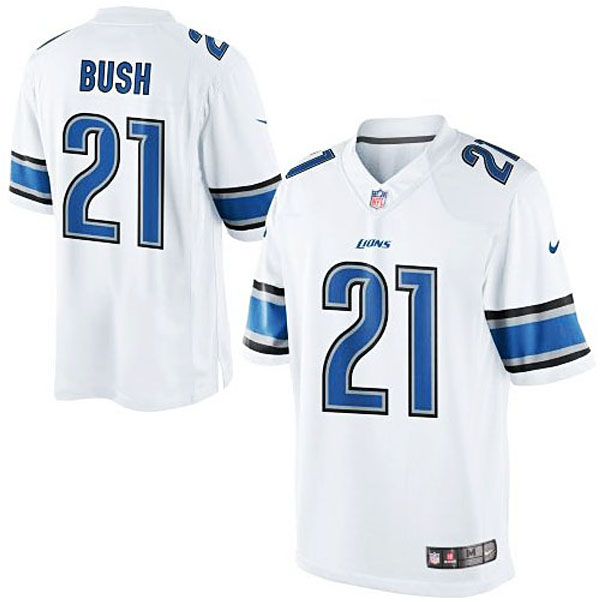 Men's Detroit Lions #21 Reggie Bush Nike White Limited Jersey