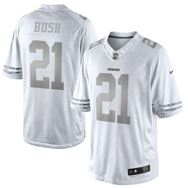 Men's San Francisco 49ers #21 Reggie Bush Nike White Platinum Limited Jersey