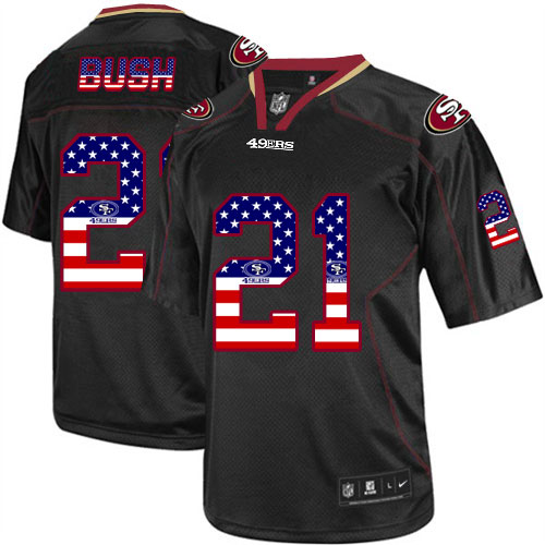 Men's San Francisco 49ers #21 Reggie Bush Nike Black USA Flag Fashion Jersey