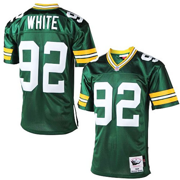 Mens Green Bay Packers #92 Reggie White Mitchell & Ness Green Authentic Throwback Jersey