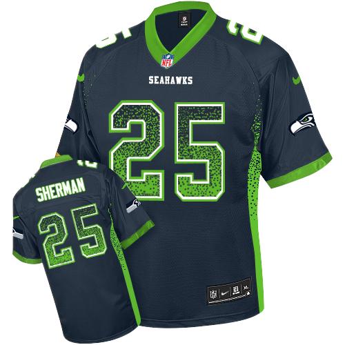 Mens Seattle Seahawks #25 Richard Sherman Nike Blue Drift Fashion Jersey