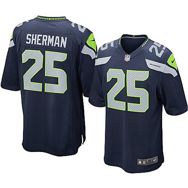 Mens Seattle Seahawks #25 Richard Sherman Nike College Navy Game Jersey