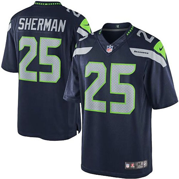 Men's Seattle Seahawks #25 Richard Sherman Nike College Navy Team Color Limited Jersey