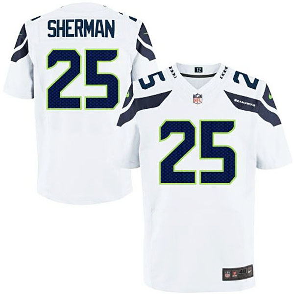 Men's Seattle Seahawks #25 Richard Sherman Nike White Limited Jersey