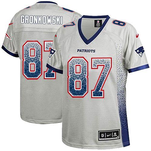 Mens New England Patriots #87 Rob Gronkowski Nike Grey Drift Fashion Jersey