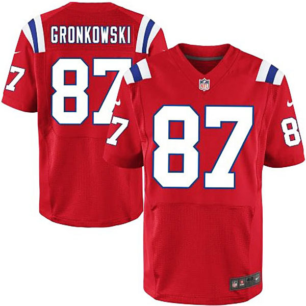 Mens New England Patriots #87 Rob Gronkowski Nike Red Elite Jersey