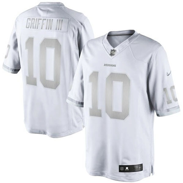 Men's Washington Redskins #10 Robert Griffin III Nike White Platinum Limited Jersey