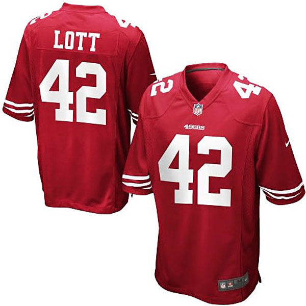 Mens San Francisco 49ers #42 Ronnie Lott Nike Scarlet Retired Player Game Jersey