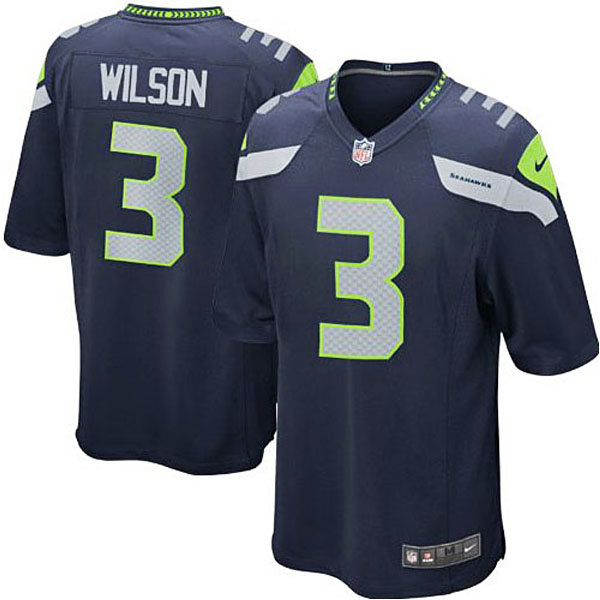 Mens Seattle Seahawks #3 Russell Wilson Nike College Navy Game Jersey