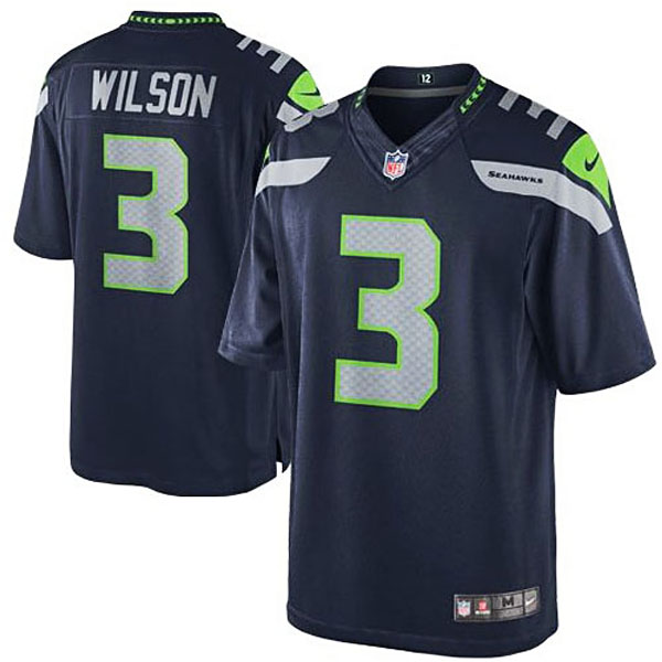 Men's Seattle Seahawks #3 Russell Wilson Nike College Navy Team Color Limited Jersey