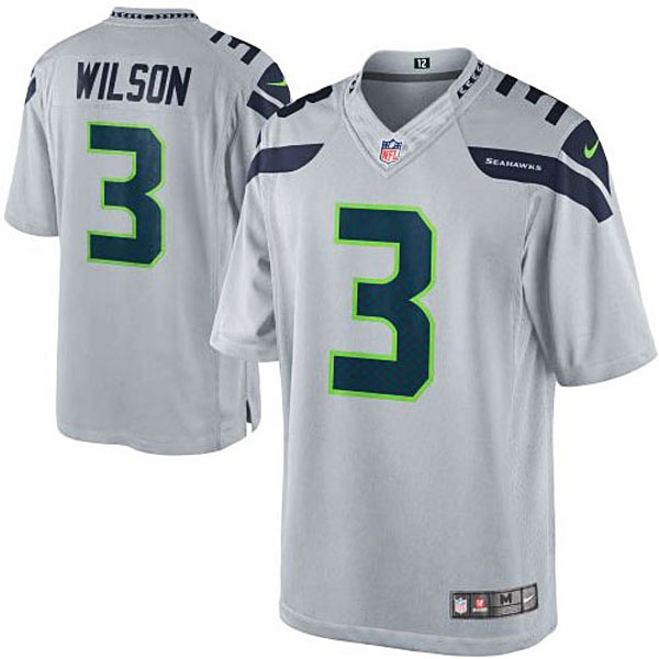 Men's Seattle Seahawks #3 Russell Wilson Nike Gray Alternate Limited Jersey