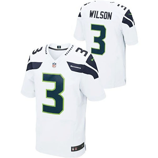 Men's Seattle Seahawks #3 Russell Wilson Nike White Limited Jersey