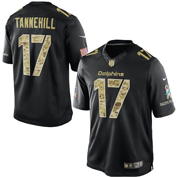 Men's Miami Dolphins #17 Ryan Tannehill Nike Black Salute To Service Jersey