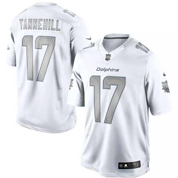 Men's Miami Dolphins #17 Ryan Tannehill Nike White Platinum Limited Jersey