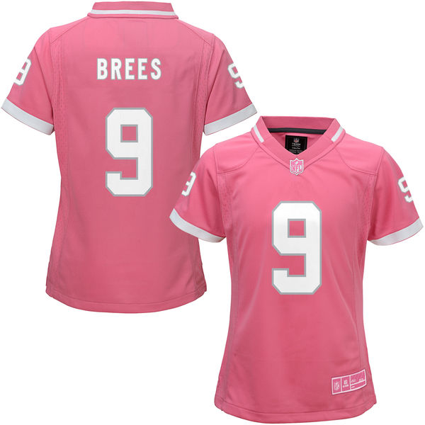 Women's New Orleans Saints #9 Drew Brees Pink Bubble Gum Jersey