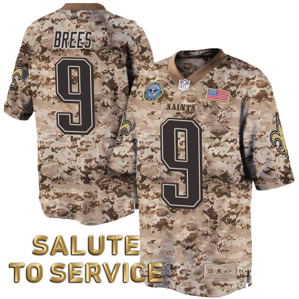 New Orleans Saints #9 Drew Brees Salute to Service Digital Camo Jersey