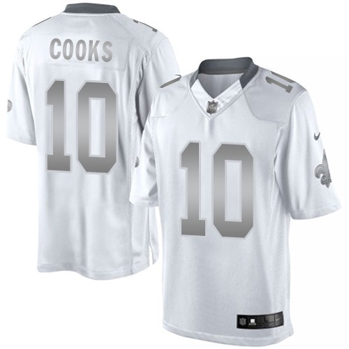 Men's New Orleans Saints #10 Brandin Cooks White Platinum Limited Jersey