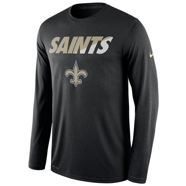 New Orleans Saints Black Legend Staff Practice Long Sleeve Performance T-Shirt