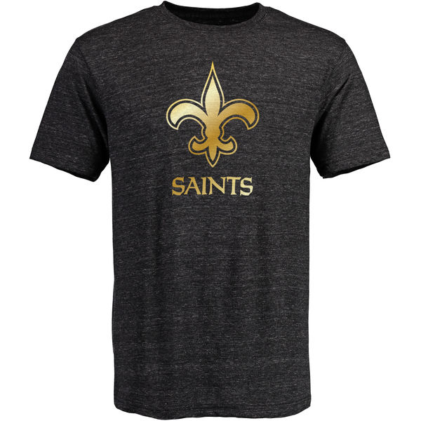 New Orleans Saints Pro Line Black Gold Collection Tri-Blend T-Shirt