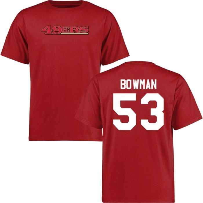 San Francisco 49ers #53 NaVorro Bowman Red Name & Number Wordmark T-shirt