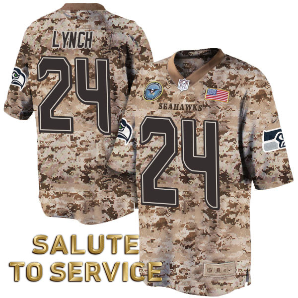 Seattle Seahawks #24 Marshawn Lynch Salute to Service Digital Camo Jersey