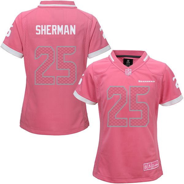 Women's Seattle Seahawks #25 Richard Sherman Pink Bubble Gum Jersey