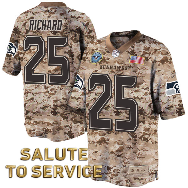 Seattle Seahawks #25 Richard Sherman Salute to Service Digital Camo Jersey