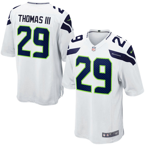 Mens Seattle Seahawks #29 Earl Thomas III White Game Jersey