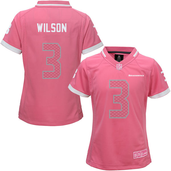 Women's Seattle Seahawks #3 Russell Wilson Pink Bubble Gum Jersey