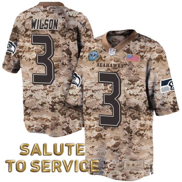 Seattle Seahawks #3 Russell Wilson Salute to Service Digital Camo Jersey