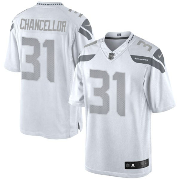 Men's Seattle Seahawks #31 Kam Chancellor White Platinum Limited Jersey