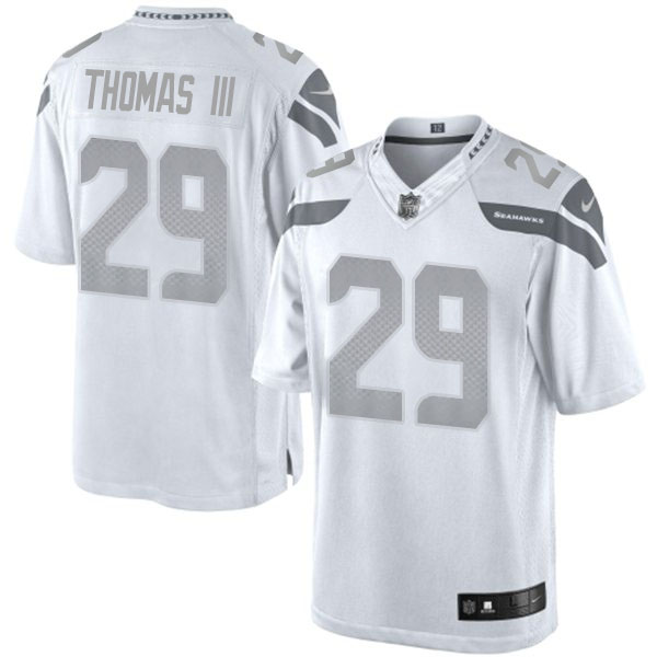 Men's Seattle Seahawks #29 Earl Thomas III White Platinum Limited Jersey