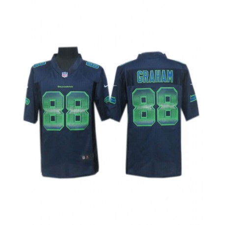 Seattle Seahawks #88 Jimmy Graham Navy Blue Fashion Strobe Jersey