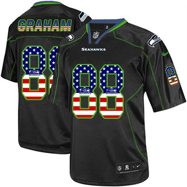 Seattle Seahawks #88 Jimmy Graham Nike Black USA Flag Fashion Jersey