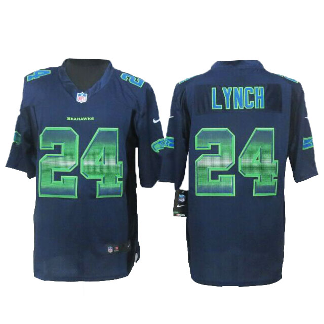 2015 New Nike Seattle Seahawks #24 Marshawn Lynch Limited Navy Blue Jersey