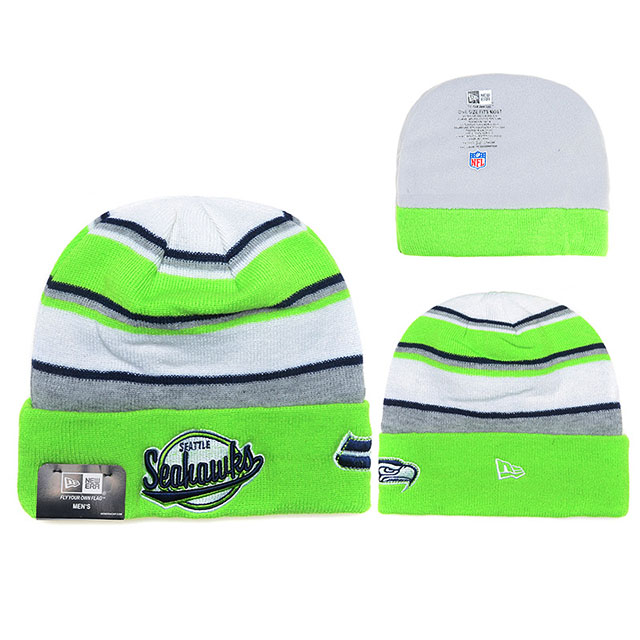 Men's Seattle Seahawks New Era Neon Green & Gray Sport Cuffed Knit Hat