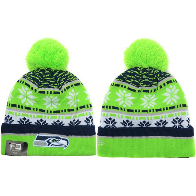 Men's Seattle Seahawks New Era Neon Green & Blue Sport Cuffed Knit Hat