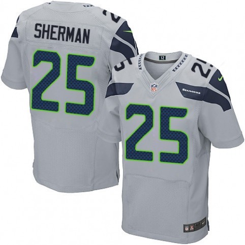 Men's Seattle Seahawks #25 Richard Sherman Gray Alternate Elite Jersey